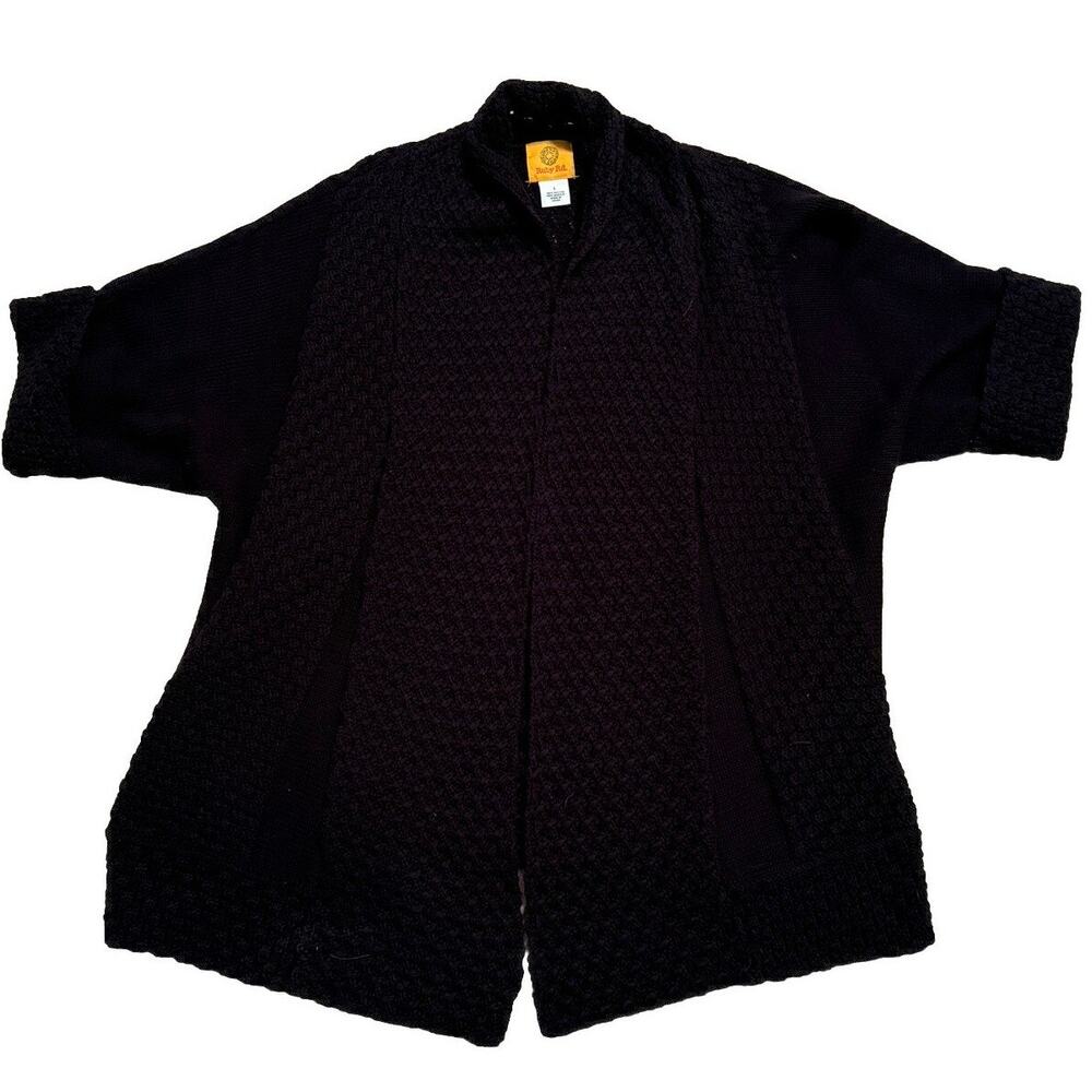 Ruby Rd Black Short-Sleeved Cardigan/Shrug Sweater-Size L